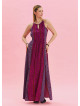 Halter Neck Slit Detailed Purple Long Dress 4610